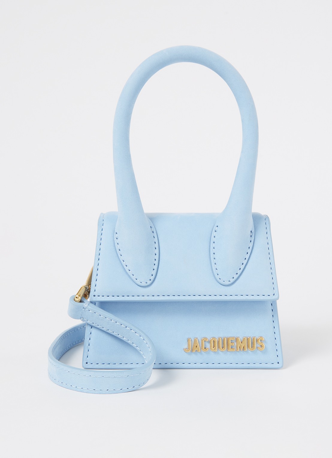 Jacquemus Le Chiquito handtas van nubuck - voorkant 2 lichtblauw
