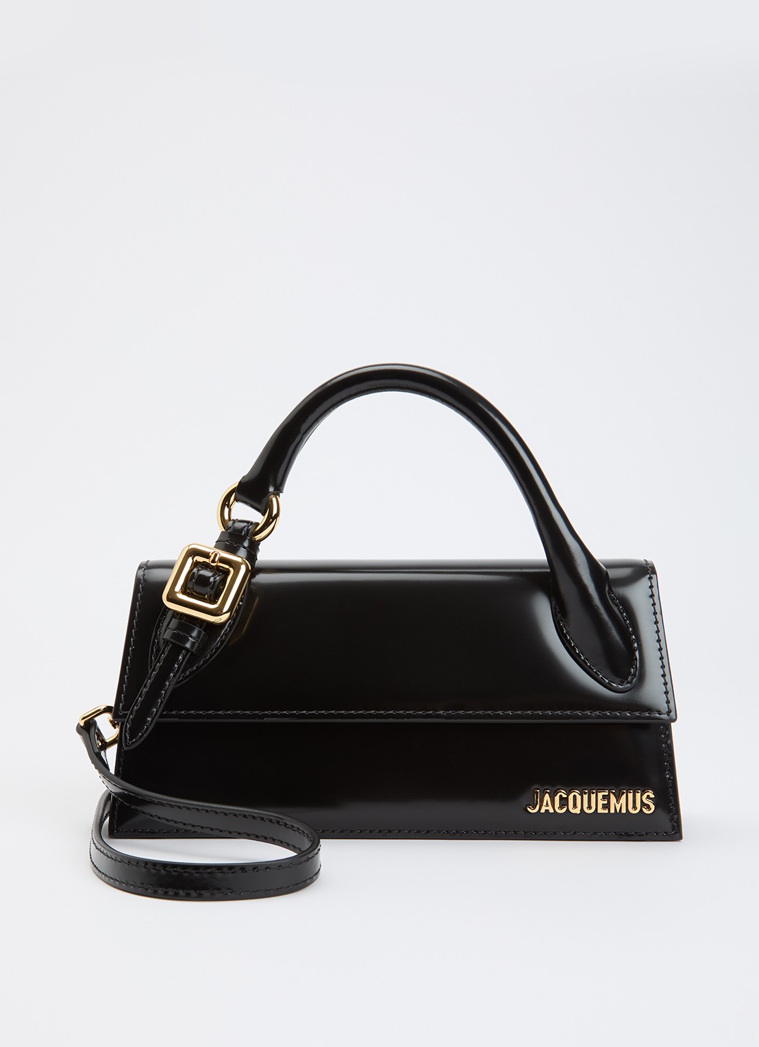 Jacquemus Le Chiquito Long handtas van kalfsleer met gespdetail - voorkant 2 zwart