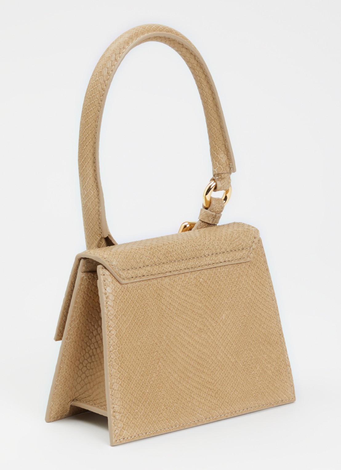 Jacquemus Le Chiquito Moyen handtas van kalfsleer met afneembare schouderriem - achterkant beige