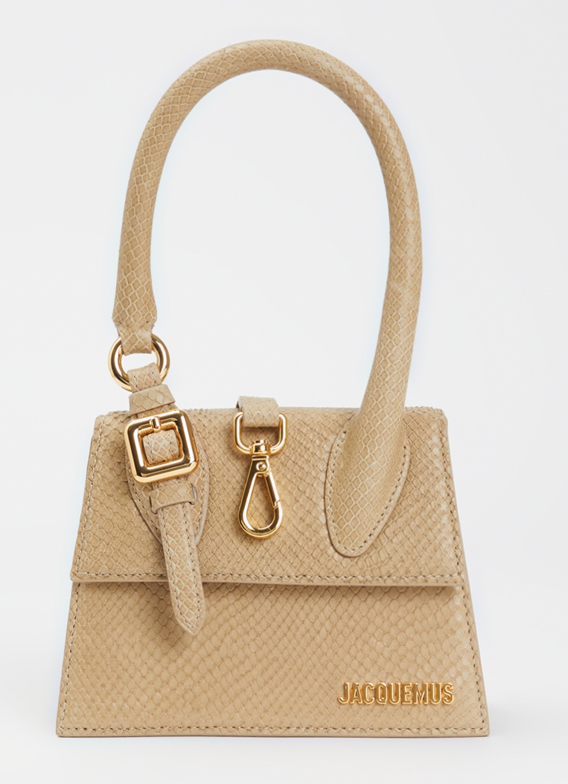 Jacquemus Le Chiquito Moyen handtas van kalfsleer met afneembare schouderriem - voorkant 2 beige