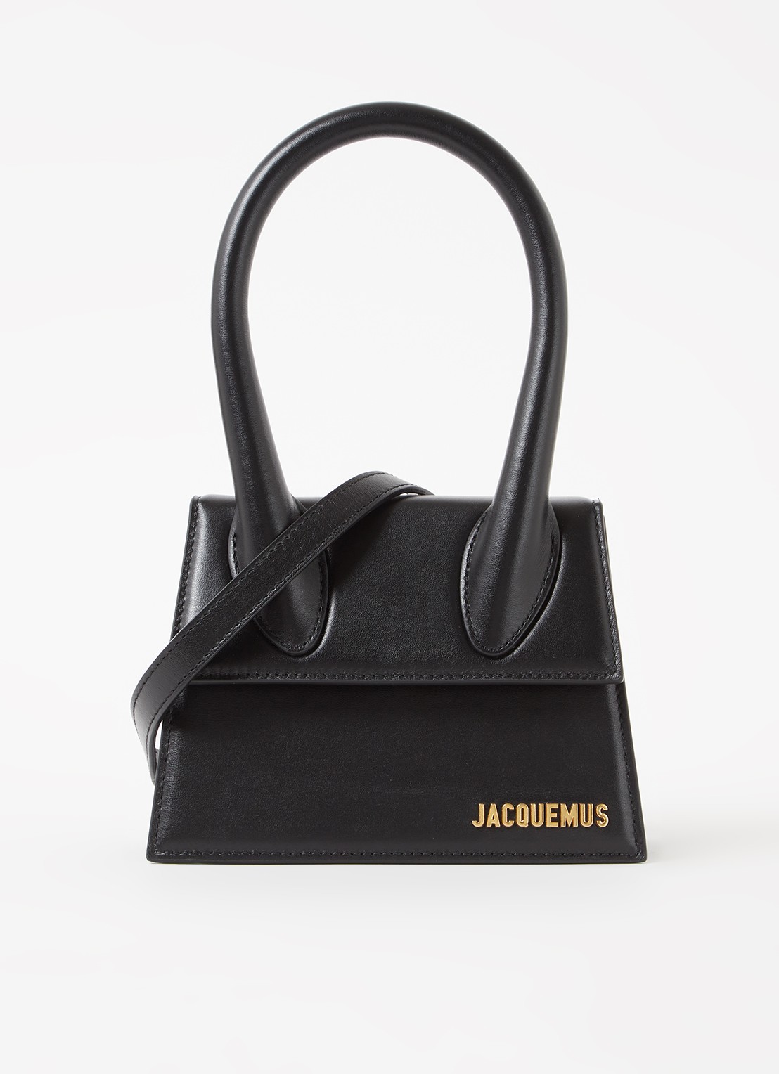 Jacquemus Le Chiquito Moyen handtas van leer met logo - voorkant 4 zwart