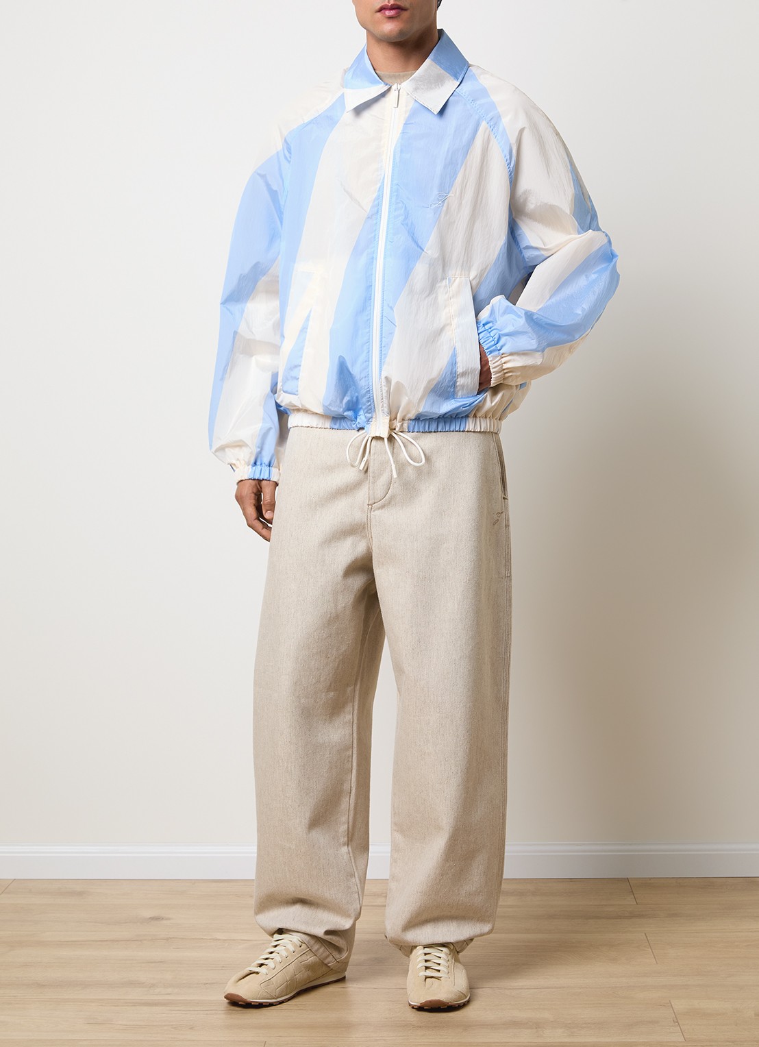 Jacquemus Le Coupe jack met streepprint - voorkant 2 blauw