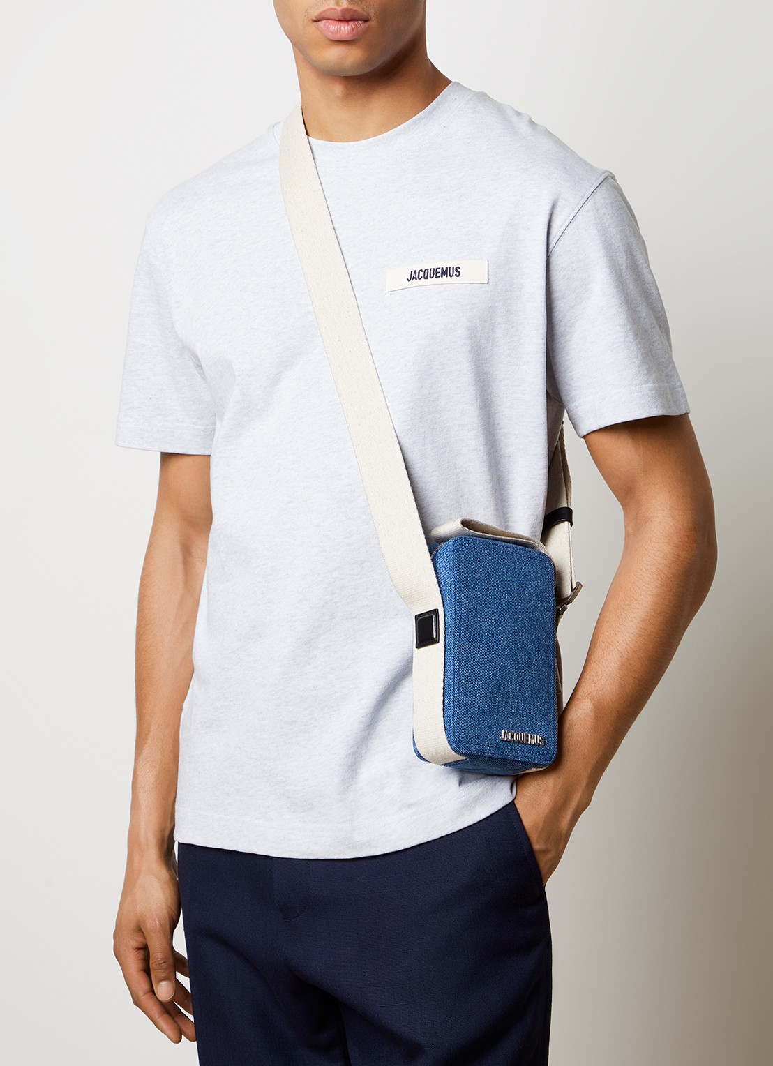 Jacquemus Le Cuerda Vertical crossbodytas van denim - voorkant 2 indigo