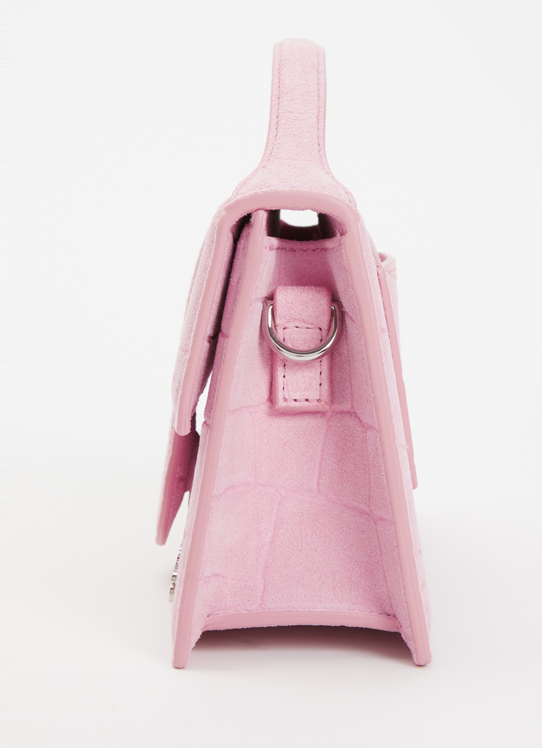 Jacquemus Le Grand Bambino handtas van kalfssuède met crocostructuur en afneembare schouderriem - detail 3 roze