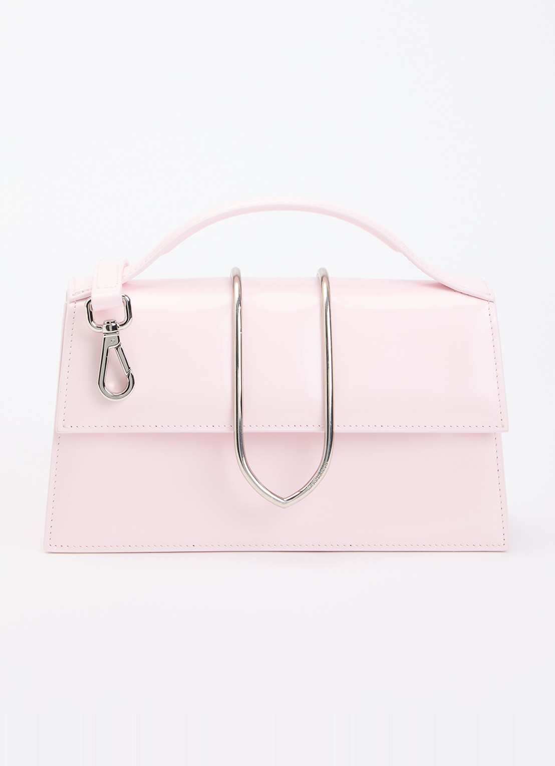 Jacquemus Le Grand Bambino handtas van lakleer met afneembare schouderriem  - voorkant 2 lichtroze