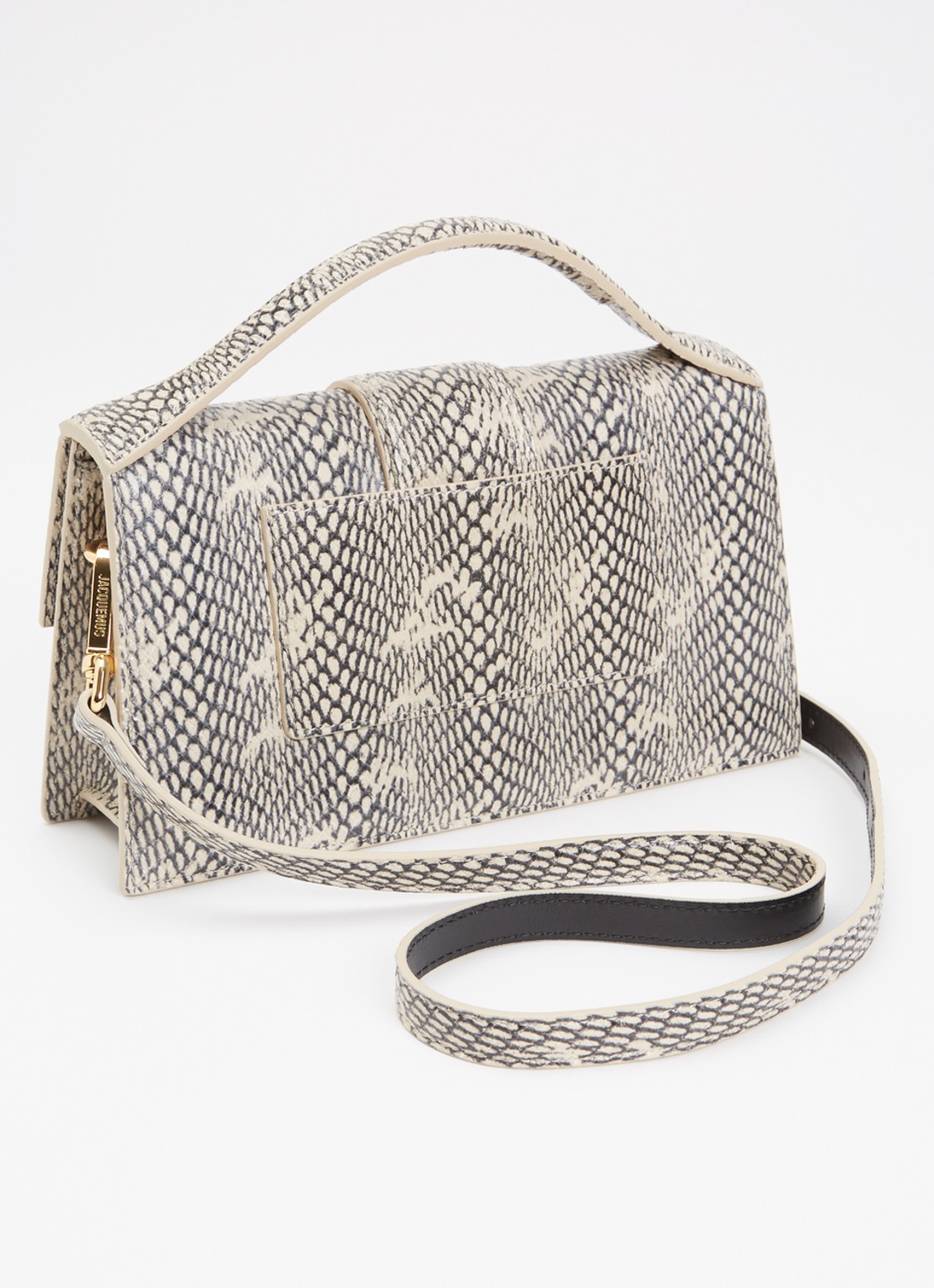 Jacquemus Le Grand Bambino handtas van leer met afneembare schouderriem en slangenstructuur - achterkant 4 beige