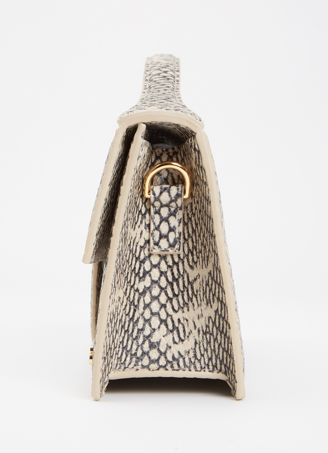 Jacquemus Le Grand Bambino handtas van leer met afneembare schouderriem en slangenstructuur - detail 6 beige