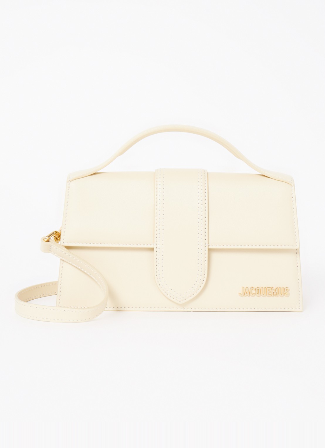 Jacquemus Le Grand Bambino handtas van leer met afneembare schouderriem - voorkant 5 ivoor