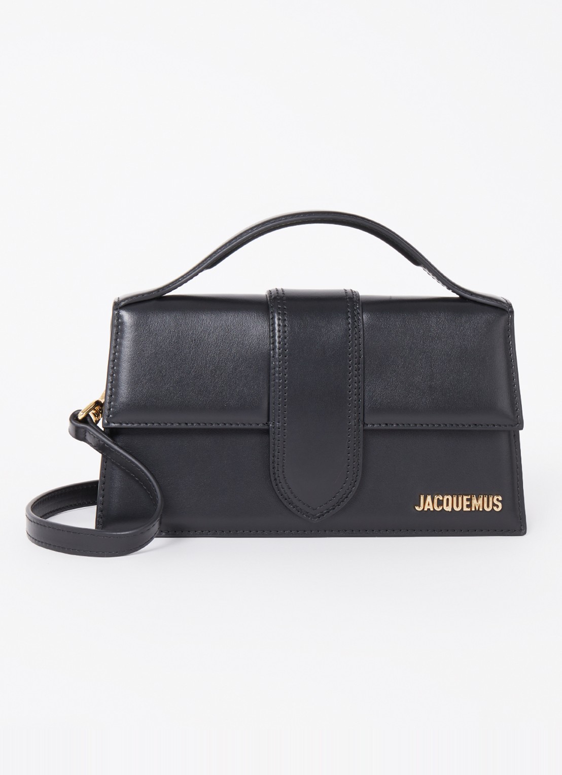 Jacquemus Le Grand Bambino handtas van leer met afneembare schouderriem - voorkant zwart