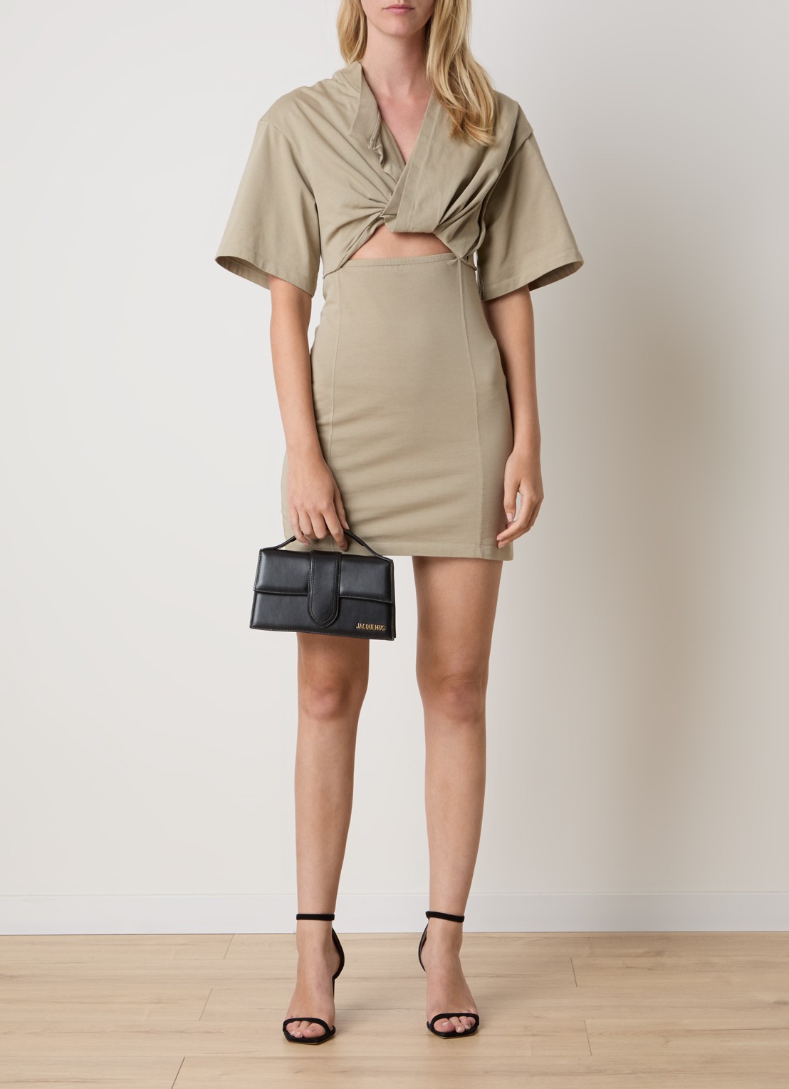 Jacquemus Le Grand Bambino handtas van leer met afneembare schouderriem - voorkant 3 zwart
