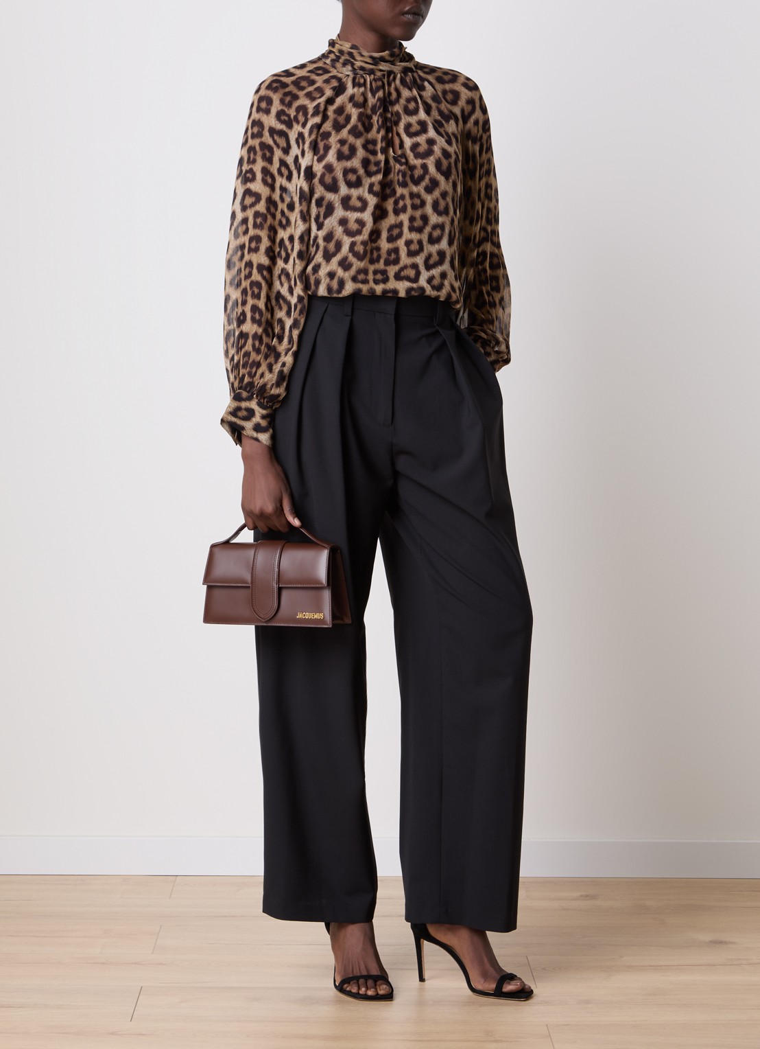 Jacquemus Le Grand Bambino handtas van leer met afneembare schouderriem - voorkant 7 bruin