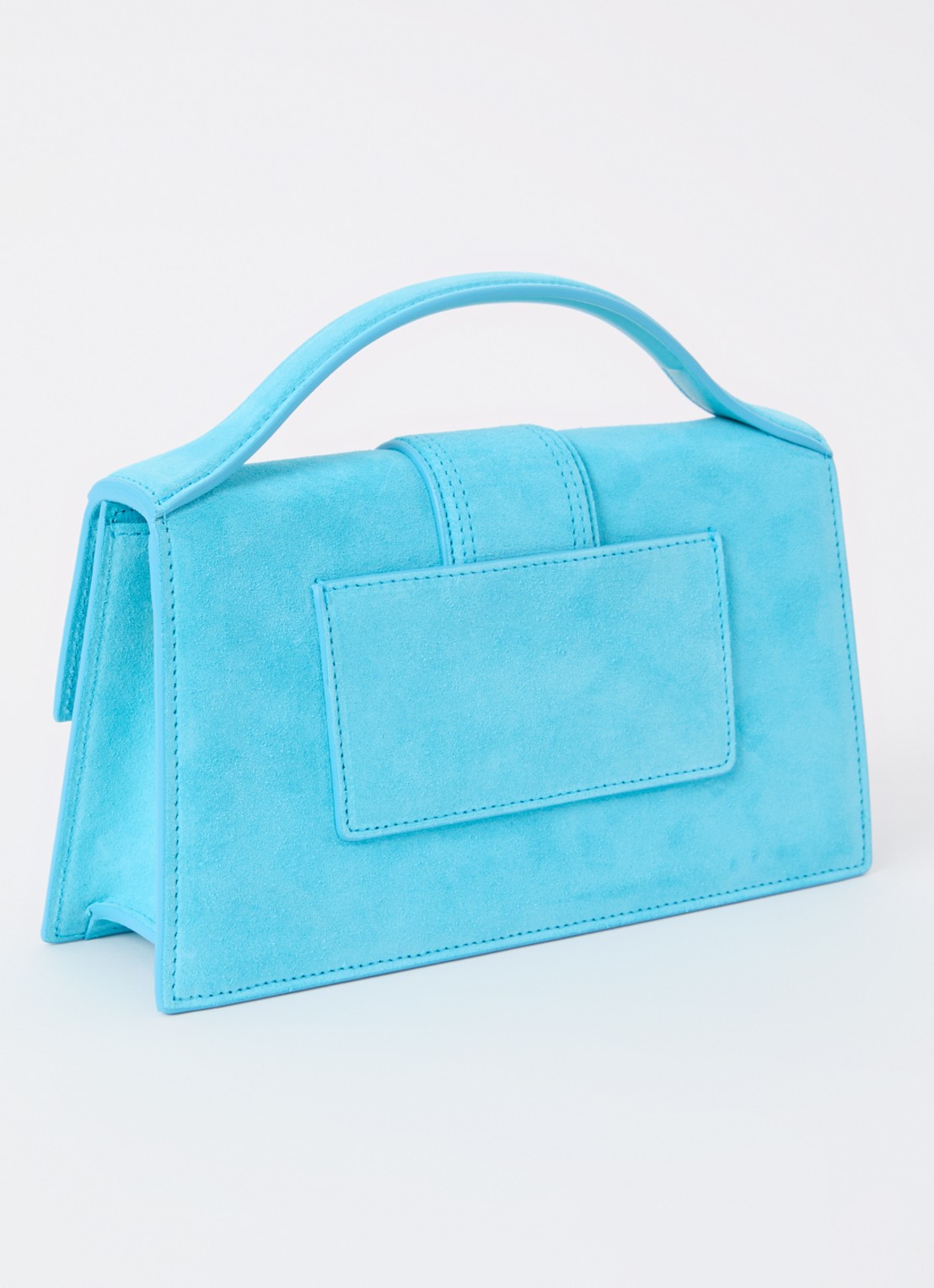 Jacquemus Le Grand Bambino handtas van leer met afneembare schouderriem - achterkant aquablauw