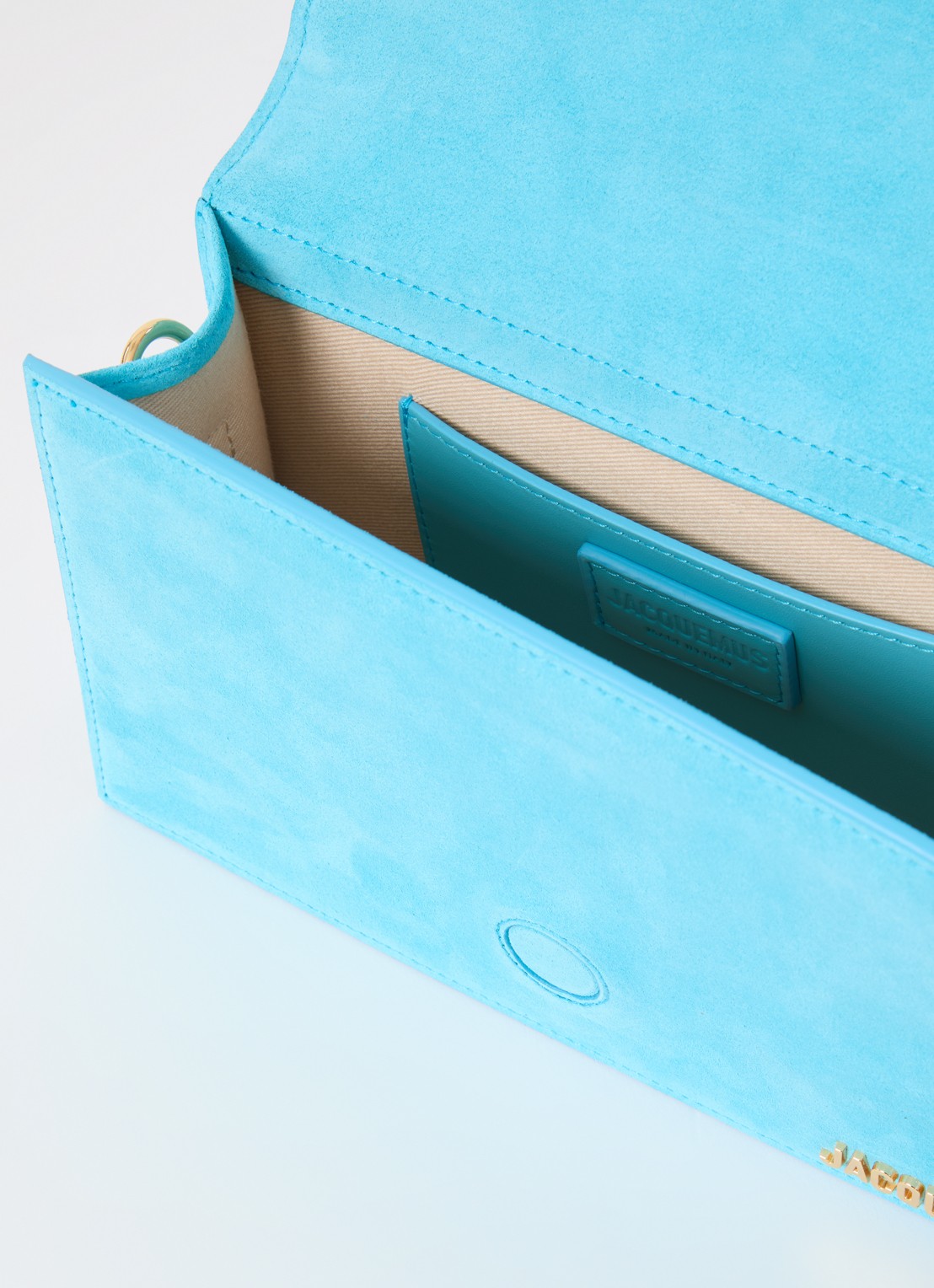 Jacquemus Le Grand Bambino handtas van leer met afneembare schouderriem - detail 2 aquablauw