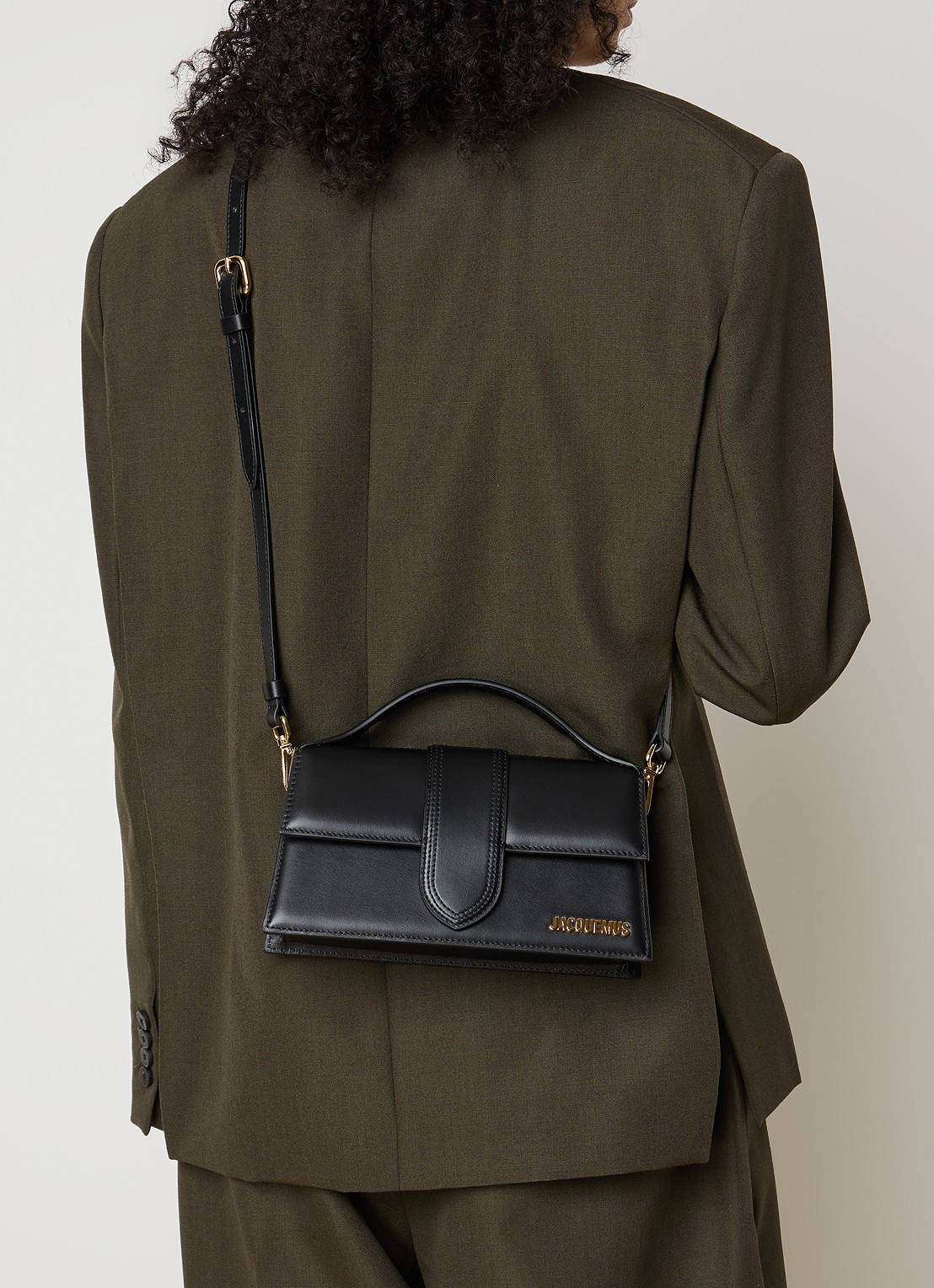 Jacquemus Le Grand Bambino handtas van leer met afneembare schouderriem - voorkant 2 zwart