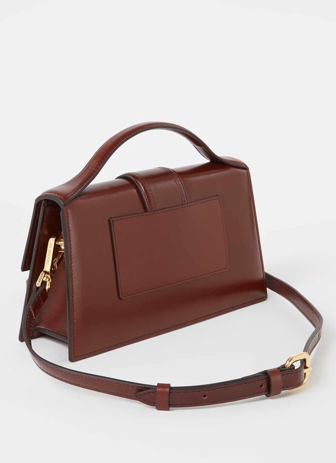 Jacquemus Le Grand Bambino handtas van leer - achterkant 6 kastanjebruin