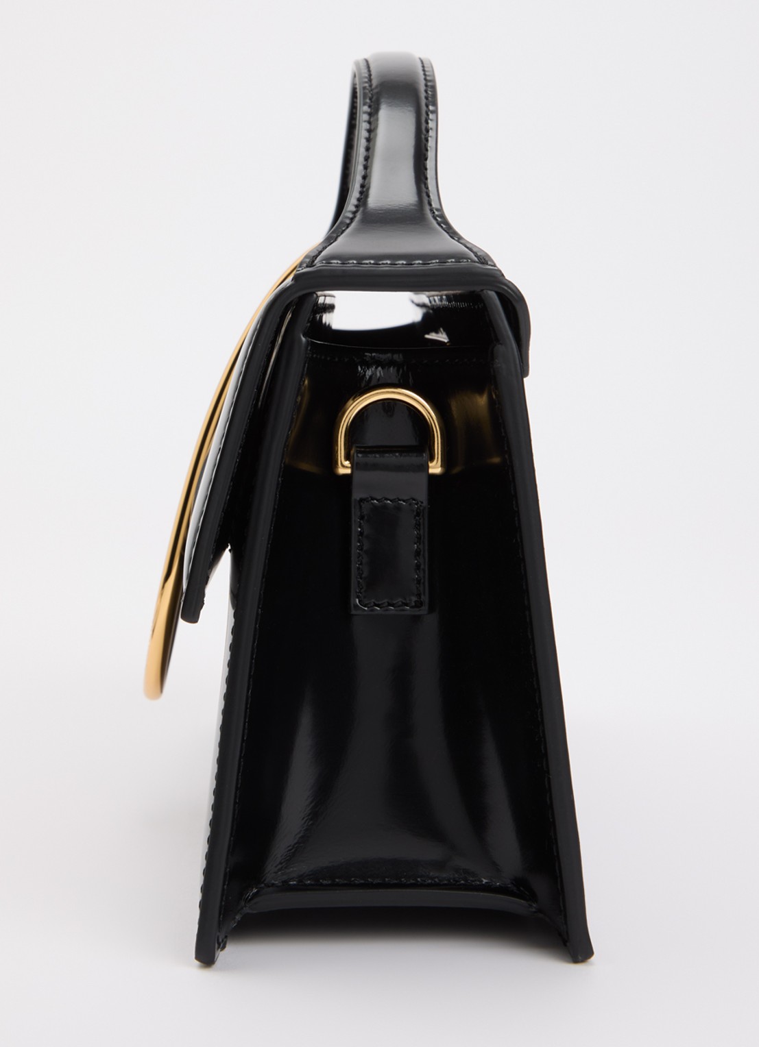 Jacquemus Le Grand Bambino van leer met lakfinish - detail 2 zwart