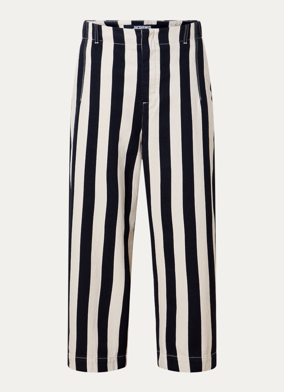 Jacquemus Le Parasol loose fit jeans met streepprint - voorkant donkerblauw
