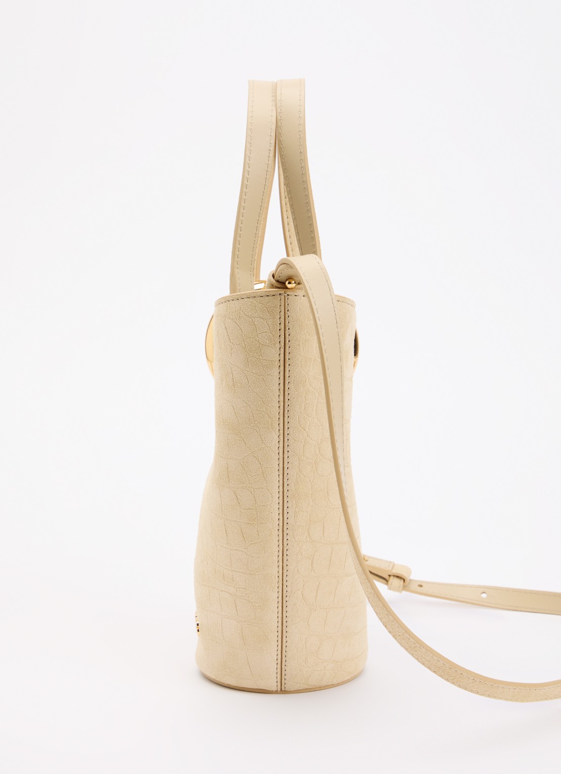 Jacquemus Le Petit Bambola handtas van kalfssuède met afneembare schouderriem - detail 3 beige