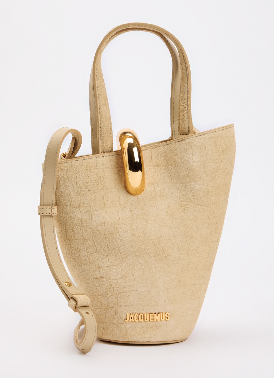 Jacquemus Le Petit Bambola handtas van kalfssuède met afneembare schouderriem - voorkant 6 beige