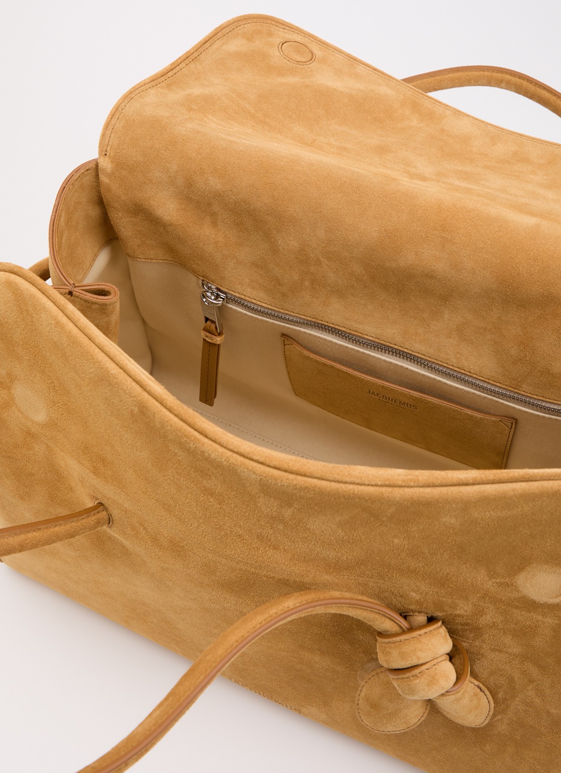 Jacquemus Le turismo shopper van kalfssuède met afneembare schouderriem - detail 2 camel