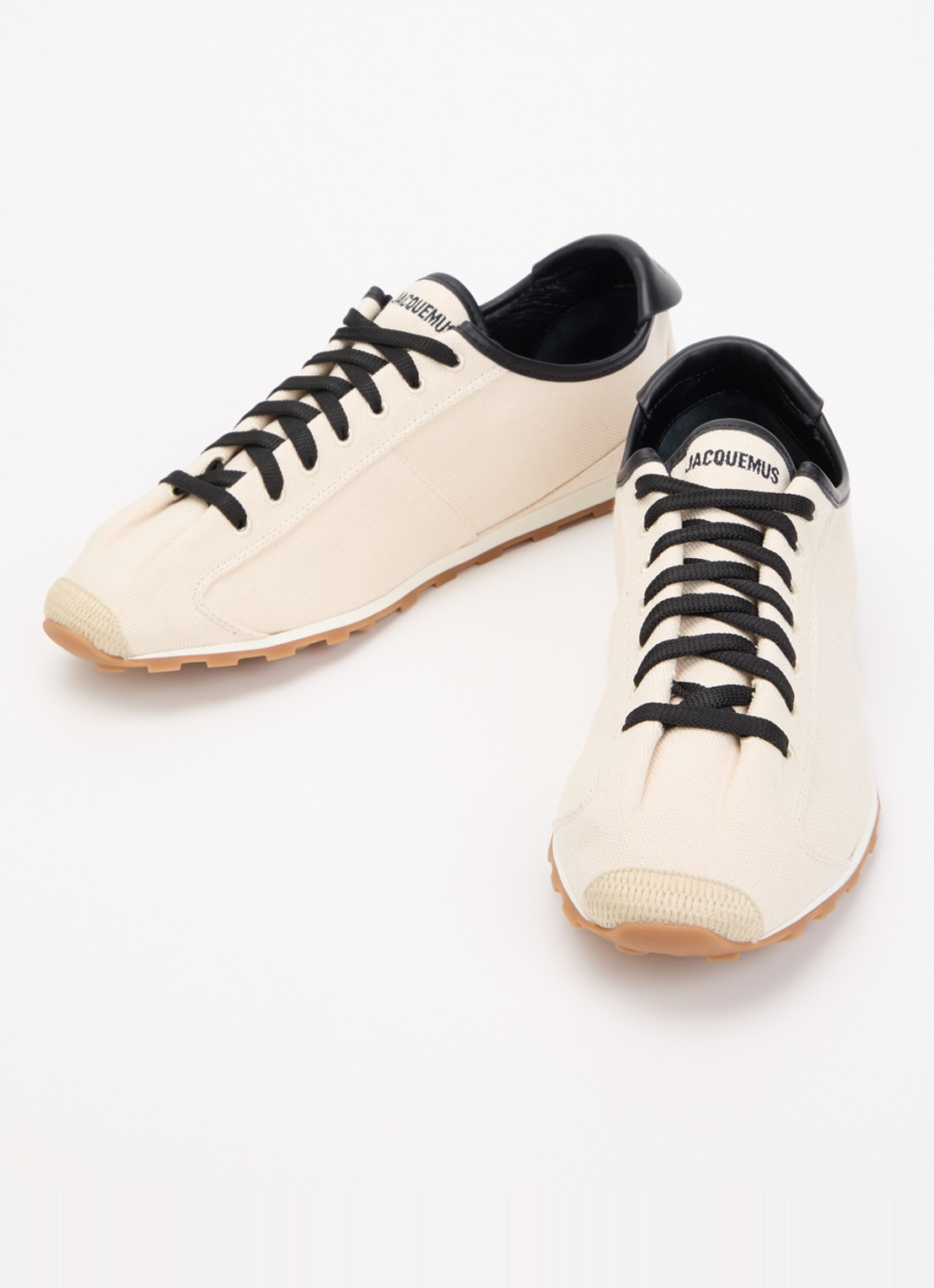 Jacquemus Les Tennis sneaker van canvas met leren details - detail 2 beige