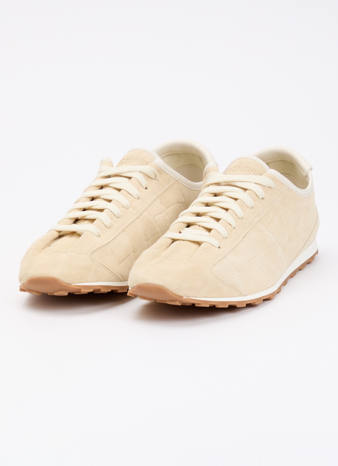Jacquemus Les Tennis sneaker van kalfssuède met crocostructuur - detail 3 ivoor
