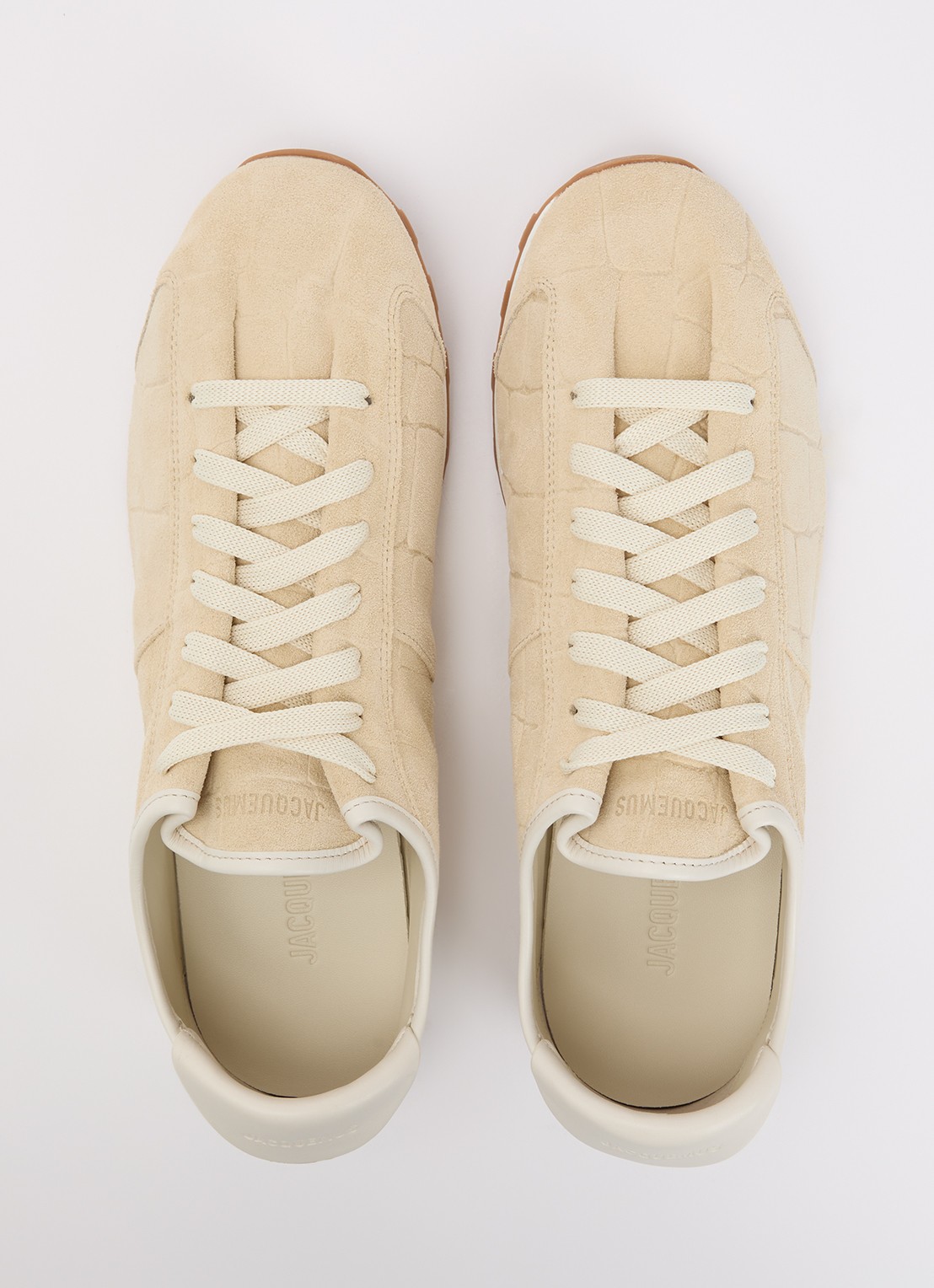 Jacquemus Les Tennis sneaker van kalfssuède met crocostructuur - detail 4 ivoor