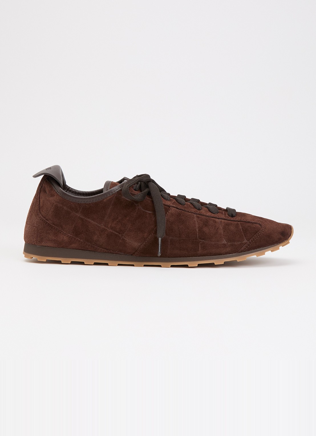 Jacquemus Les Tennis sneaker van suède met crocostructuur  - voorkant 6 hazelnootbruin