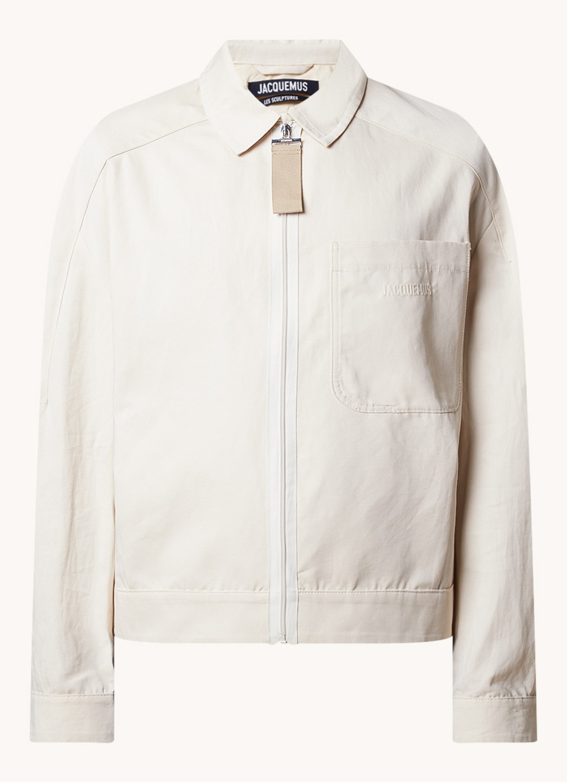 Jacquemus Linu jack met borstzak en logo - voorkant beige