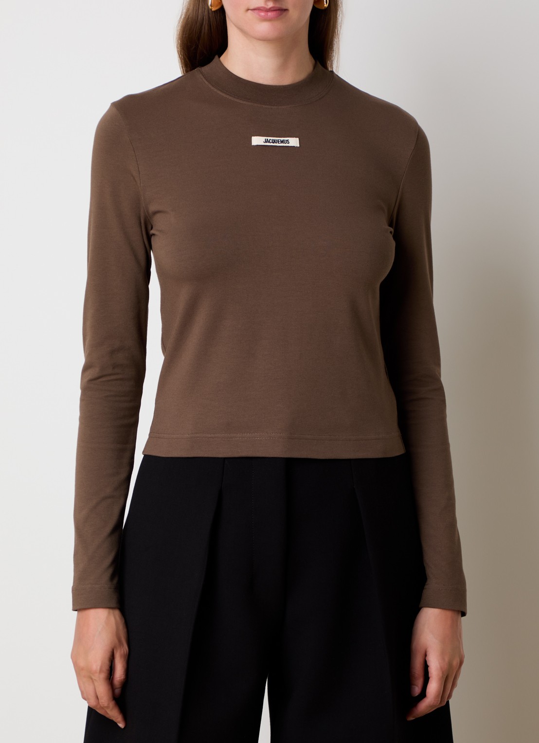 Jacquemus Longsleeve met logo - detail 2 donkerbruin