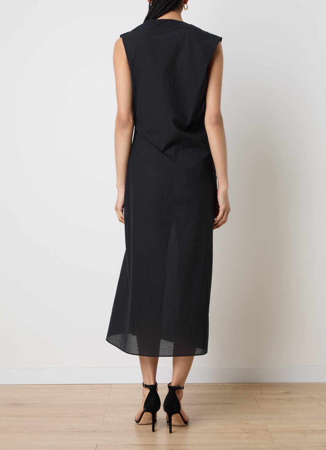 Jacquemus Midi kokerjurk met asymmetrische hals - achterkant zwart