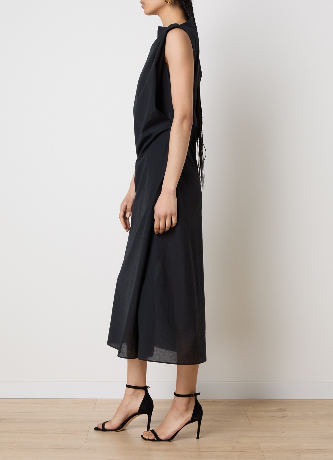 Jacquemus Midi kokerjurk met asymmetrische hals - voorkant 3 zwart