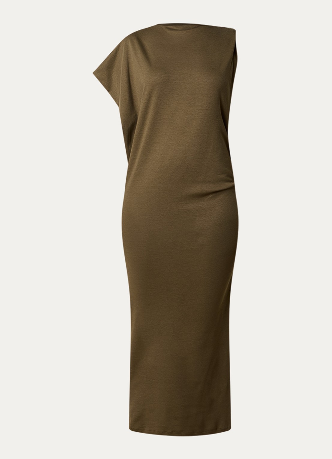 Jacquemus Midi kokerjurk met asymmetrische hals - voorkant 2 bronsgroen