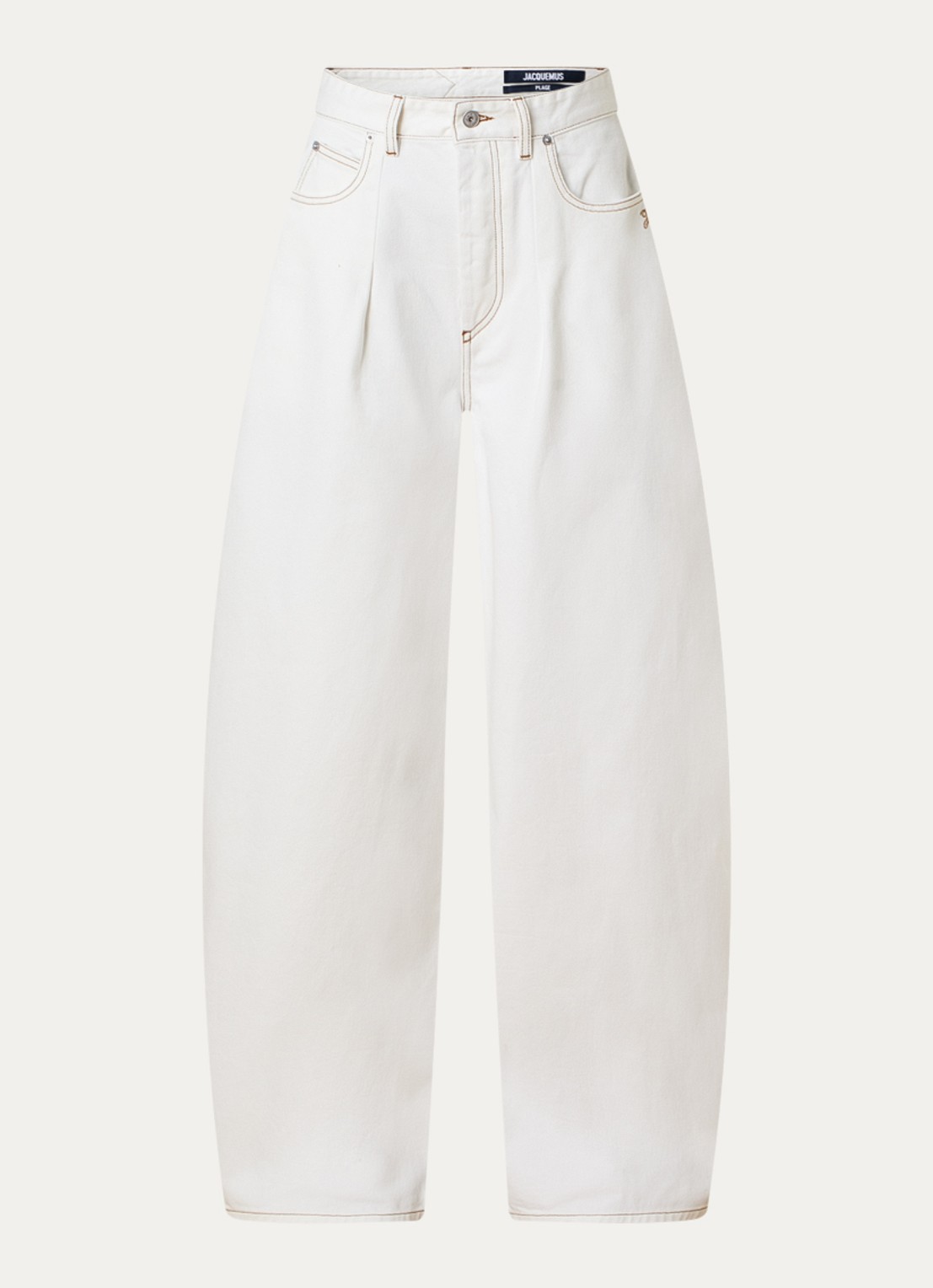 Jacquemus Oval mid waist balloon fit jeans met gekleurde wassing - voorkant 5 wit