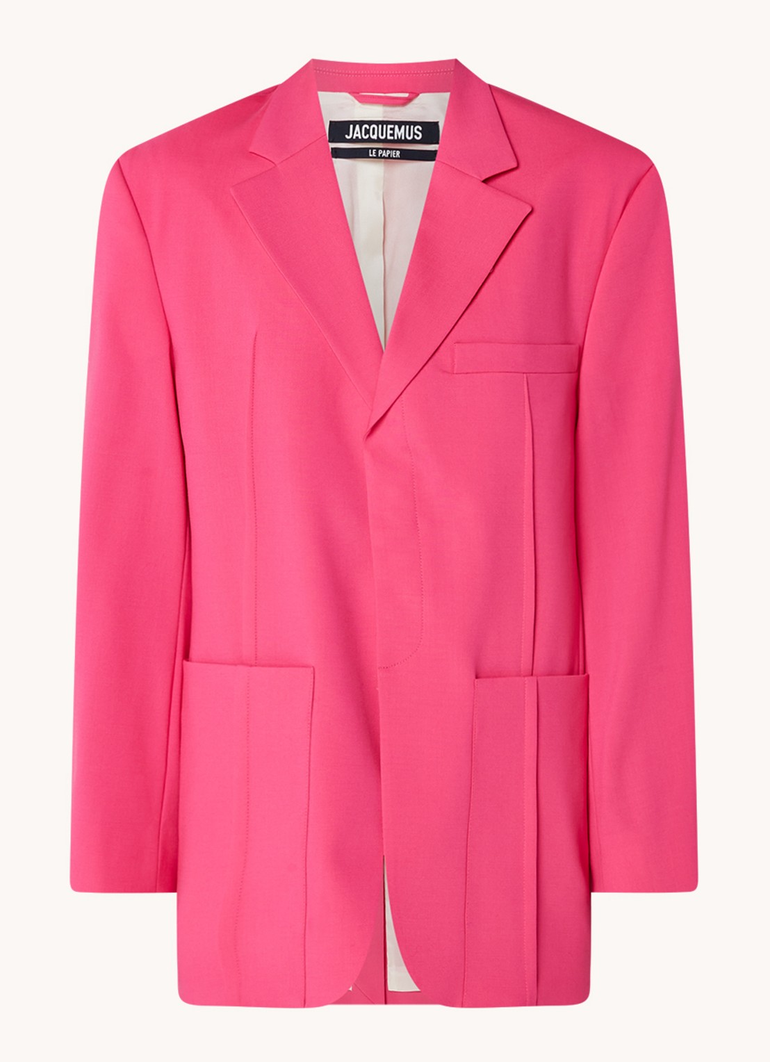Jacquemus Oversized blazer met schoudervulling en opgestikte zakken  - voorkant 2 fuchsia