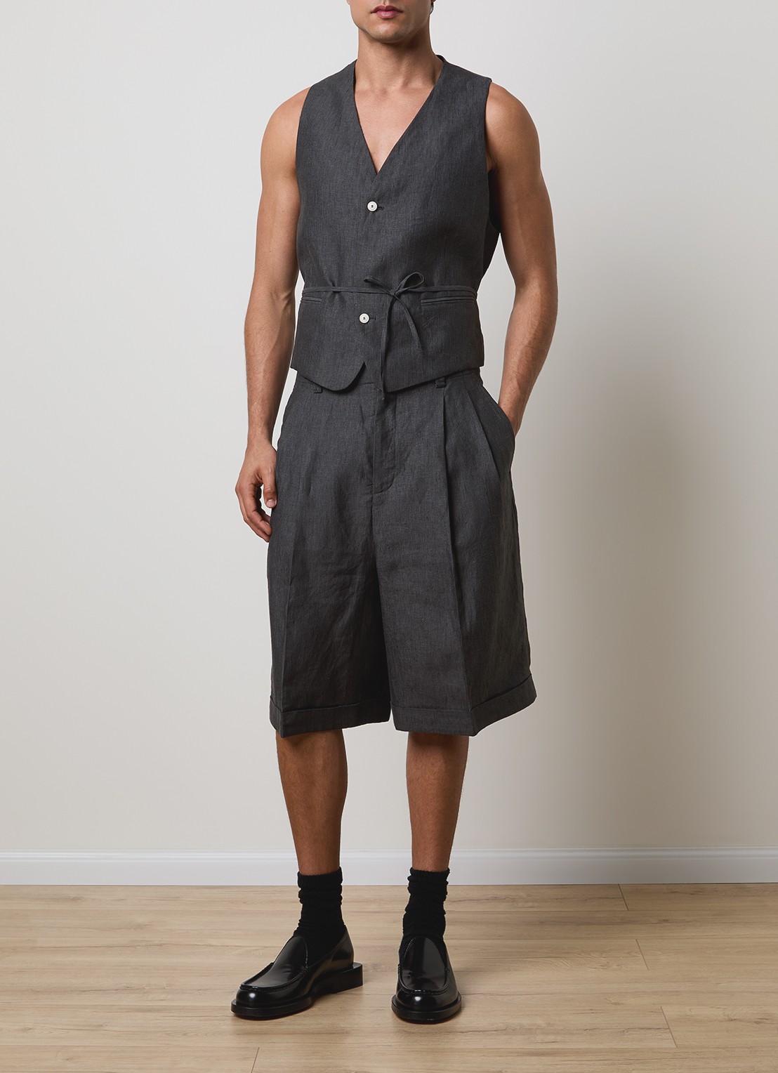 Jacquemus Paysan gilet met strikdetail - voorkant 3 donkergrijs