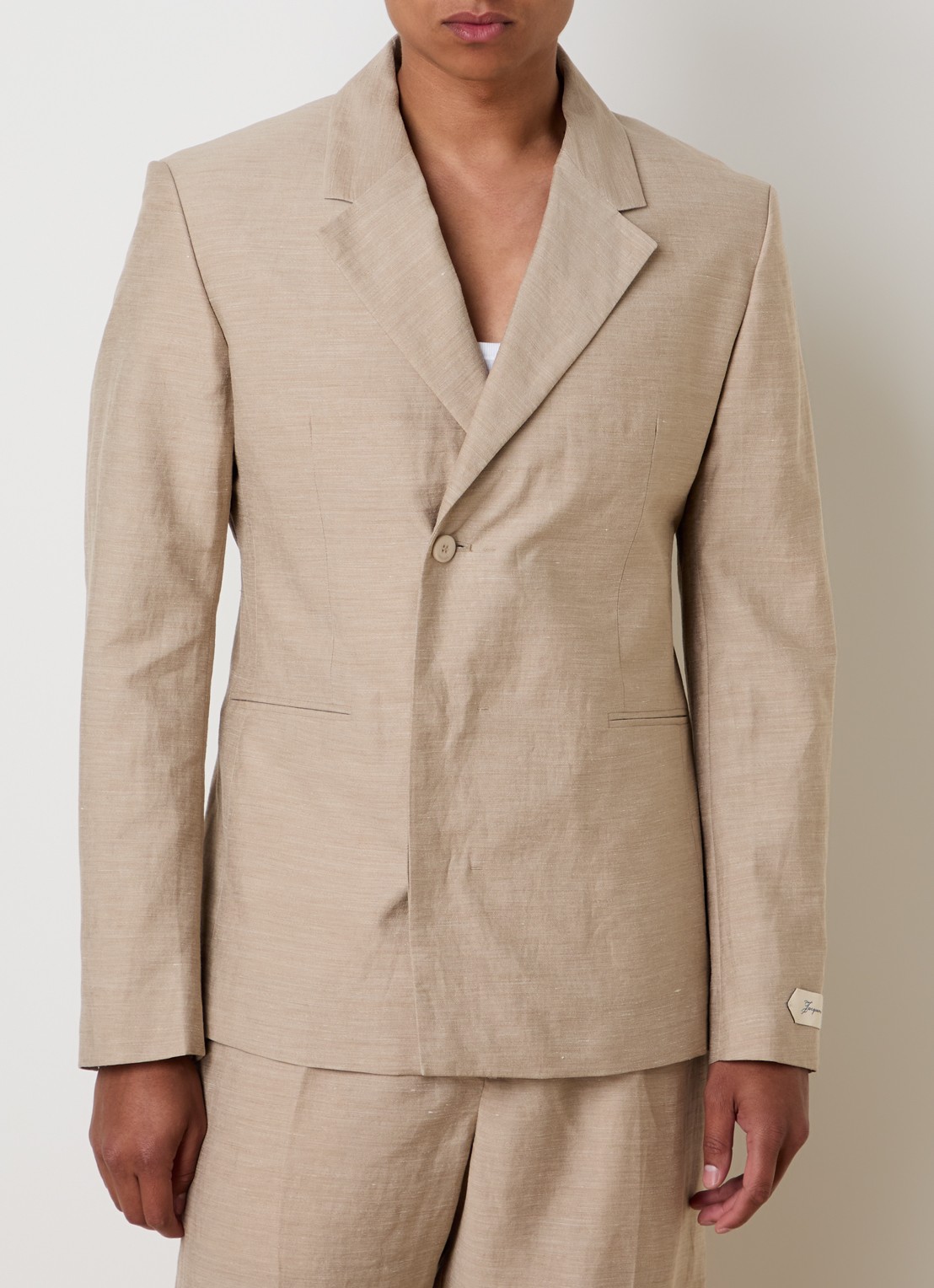 Jacquemus Regular fit colbert in linnenblend - detail beige
