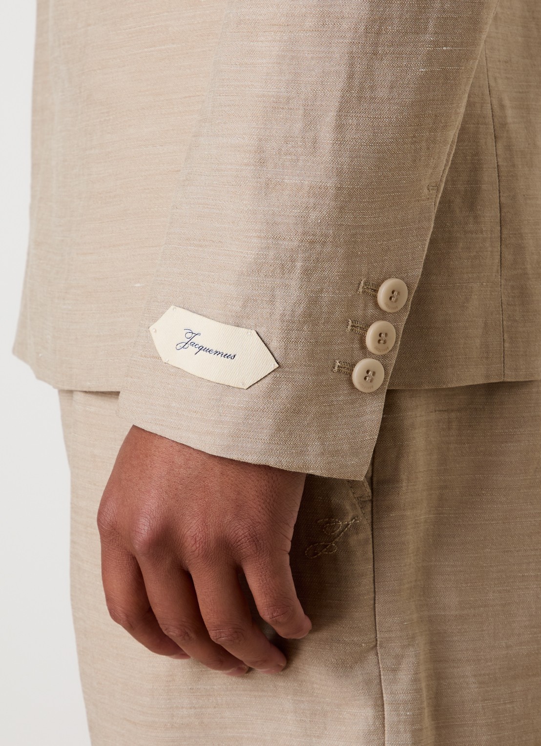 Jacquemus Regular fit colbert in linnenblend - detail 2 beige