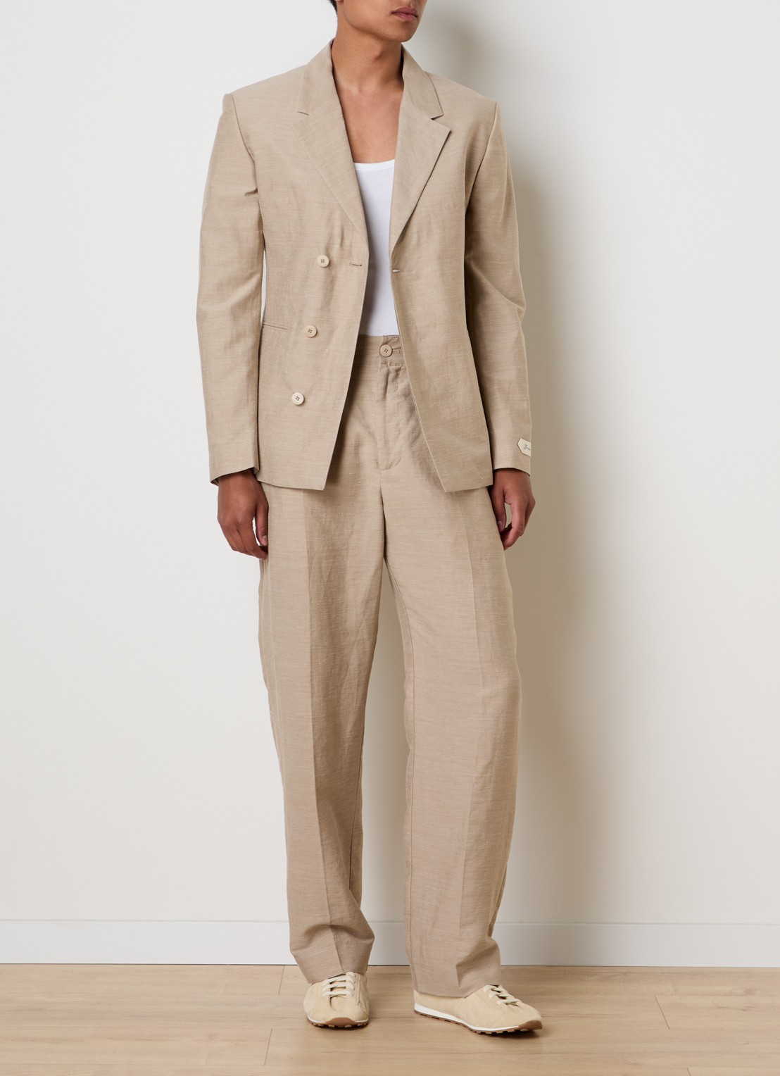 Jacquemus Regular fit colbert in linnenblend - voorkant 5 beige