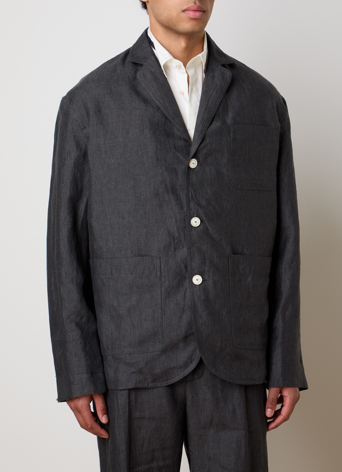 Jacquemus Regular fit colbert met opgestikte zakken - detail 3 donkergrijs