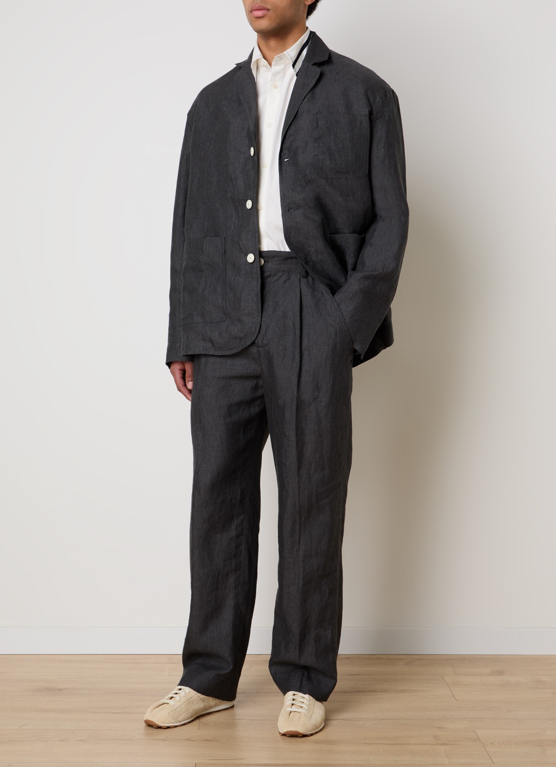 Jacquemus Regular fit colbert met opgestikte zakken - voorkant 2 donkergrijs