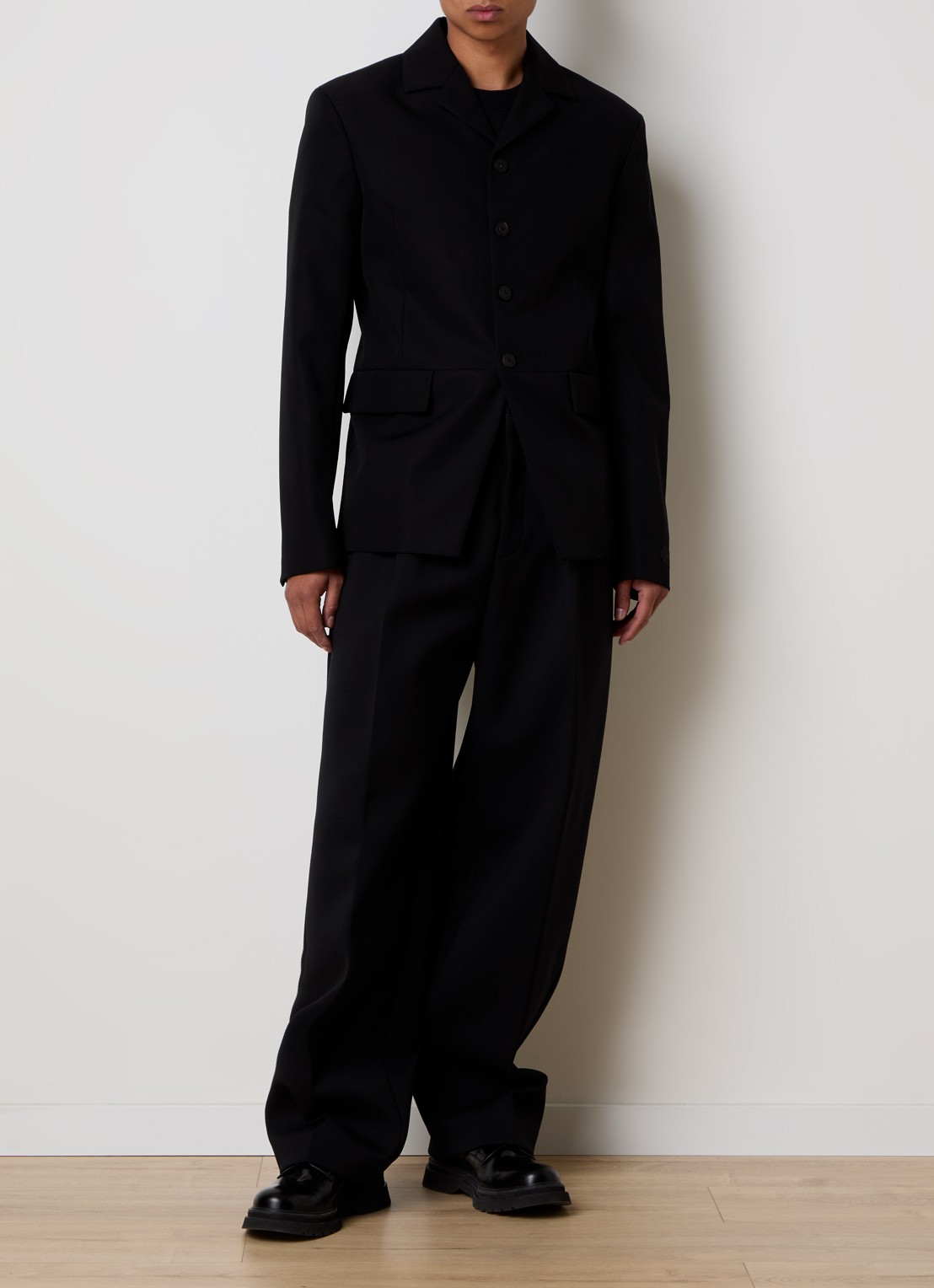 Jacquemus Regular fit colbert van scheerwol met klepzakken - voorkant 2 zwart