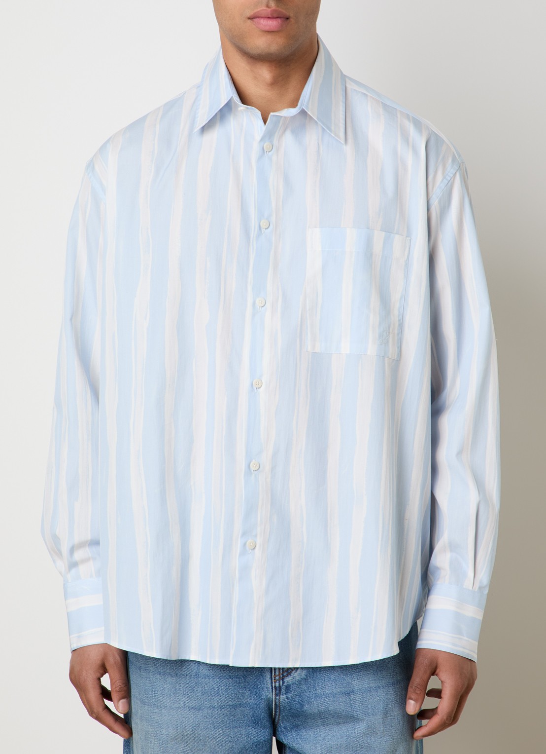 Jacquemus Regular fit overhemd met streepprint en borstzak - detail blauw