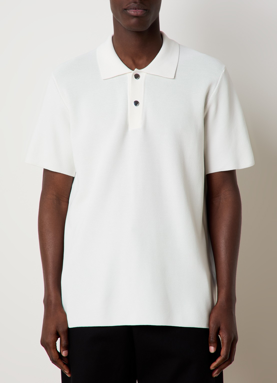 Jacquemus Regular fit polo met structuur - detail gebroken wit