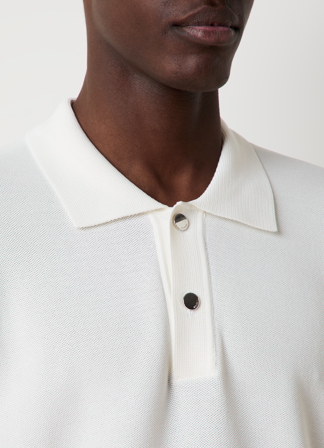 Jacquemus Regular fit polo met structuur - detail 2 gebroken wit
