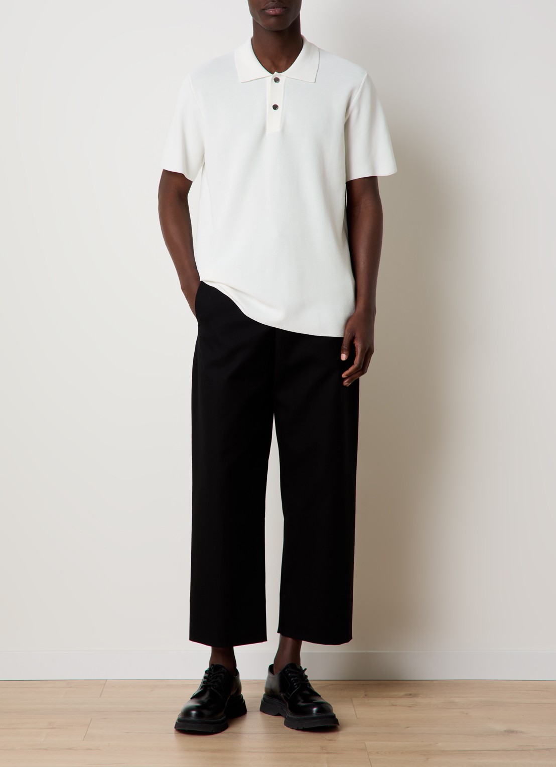 Jacquemus Regular fit polo met structuur - voorkant 4 gebroken wit