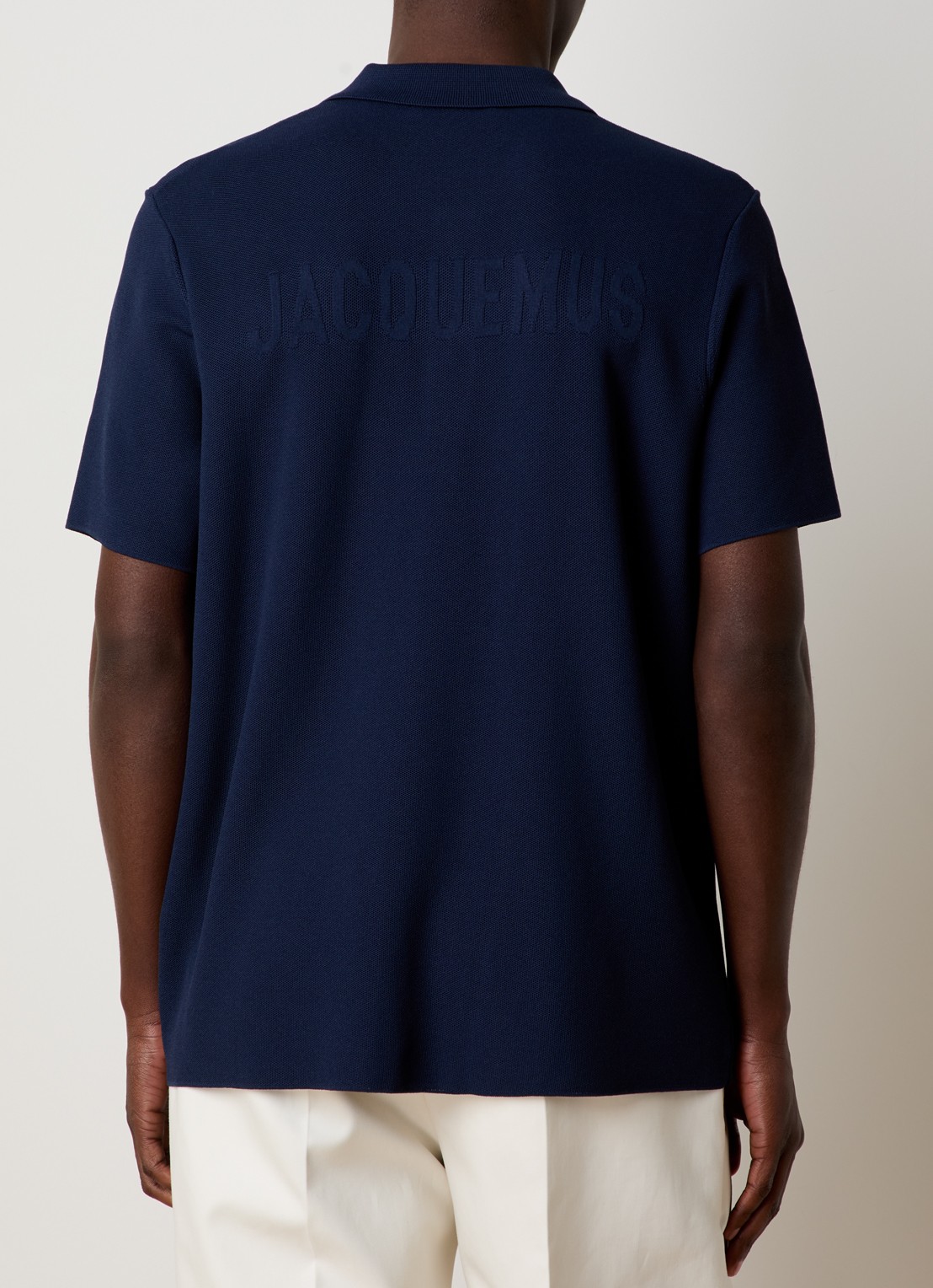 Jacquemus Regular fit polo met structuur - achterkant 3 donkerblauw