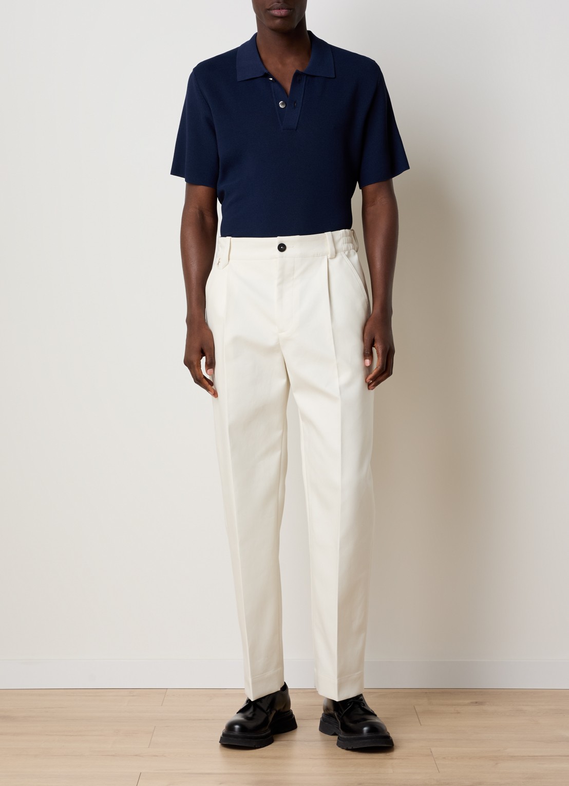 Jacquemus Regular fit polo met structuur - voorkant 5 donkerblauw