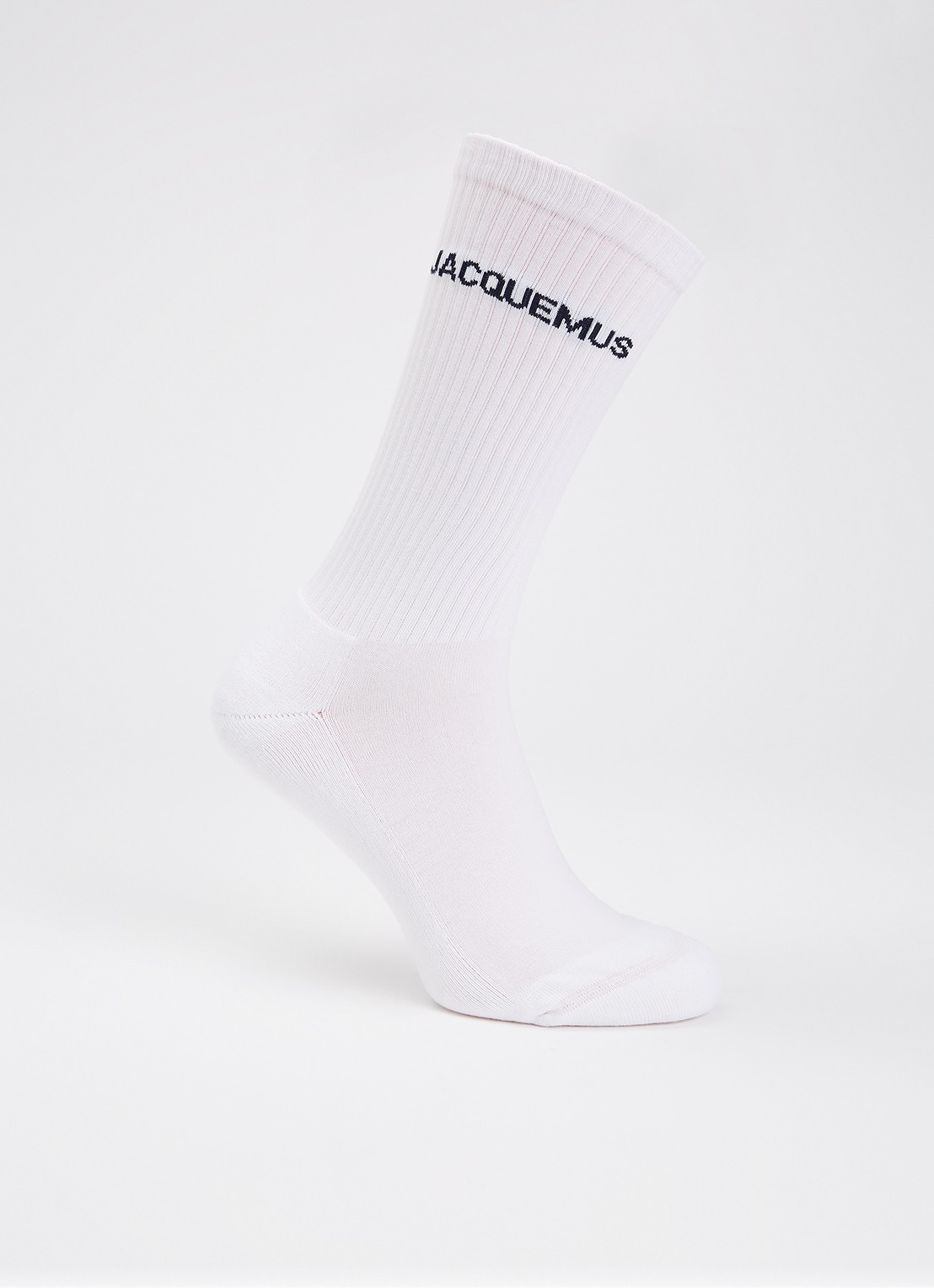 Jacquemus Ribgebreide sokken in katoenblend met logo - voorkant wit
