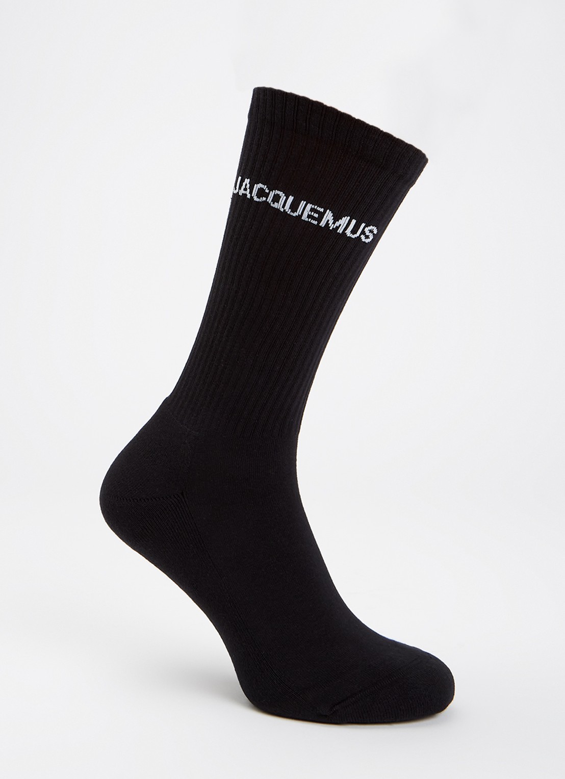 Jacquemus Ribgebreide sokken in katoenblend met logo - voorkant 2 zwart